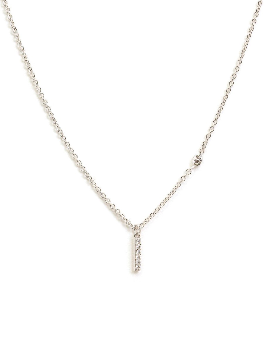 Wholesale Silver Chain Necklace With Cz Stick And Offset Cz Chain Necklaces