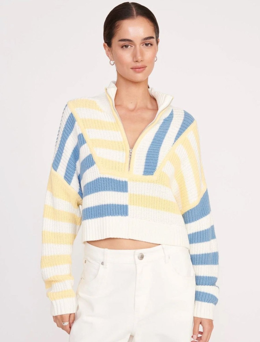 New Cropped Hampton Sweater In Buttercup Seashore Stripe Pullover Sweaters