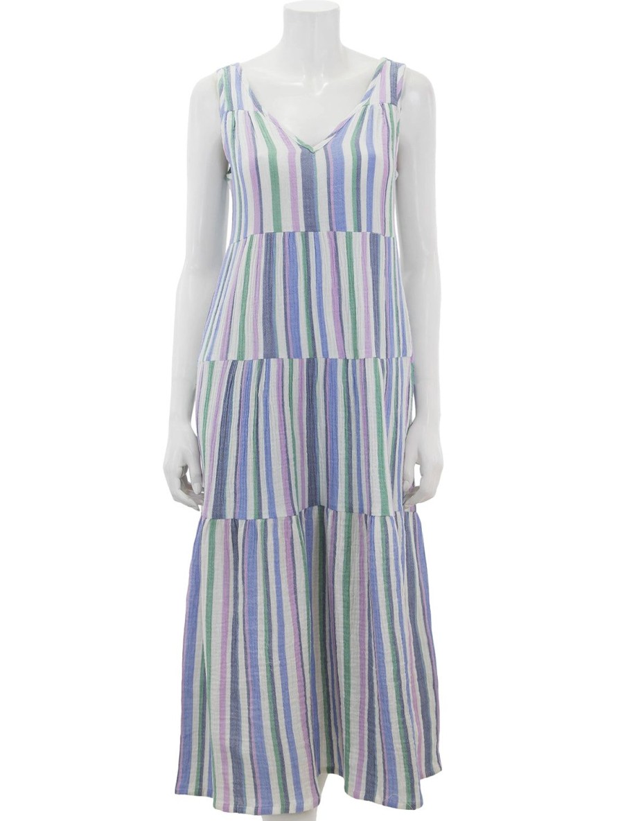 Clearance Corinne Maxi Dress In Cool Stripe Lounge Dresses