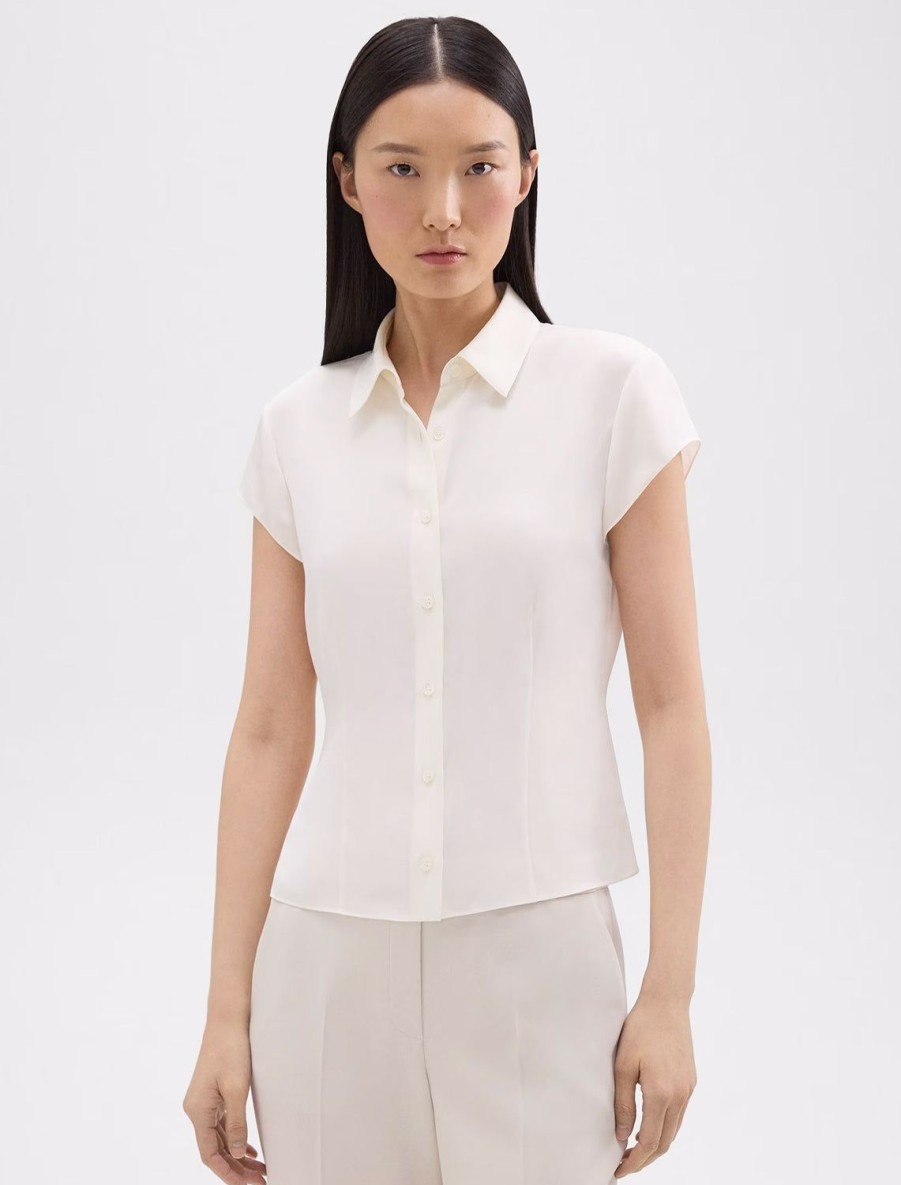 Best Cap Sleeve Blouse In Ivory Work Tops