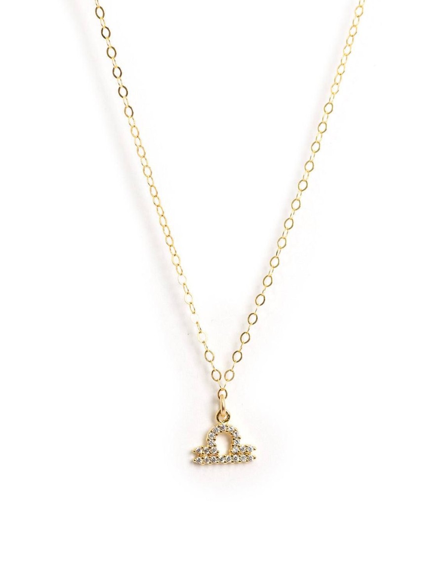 Hot Mini Pave Zodiac Necklace | Libra Delicate