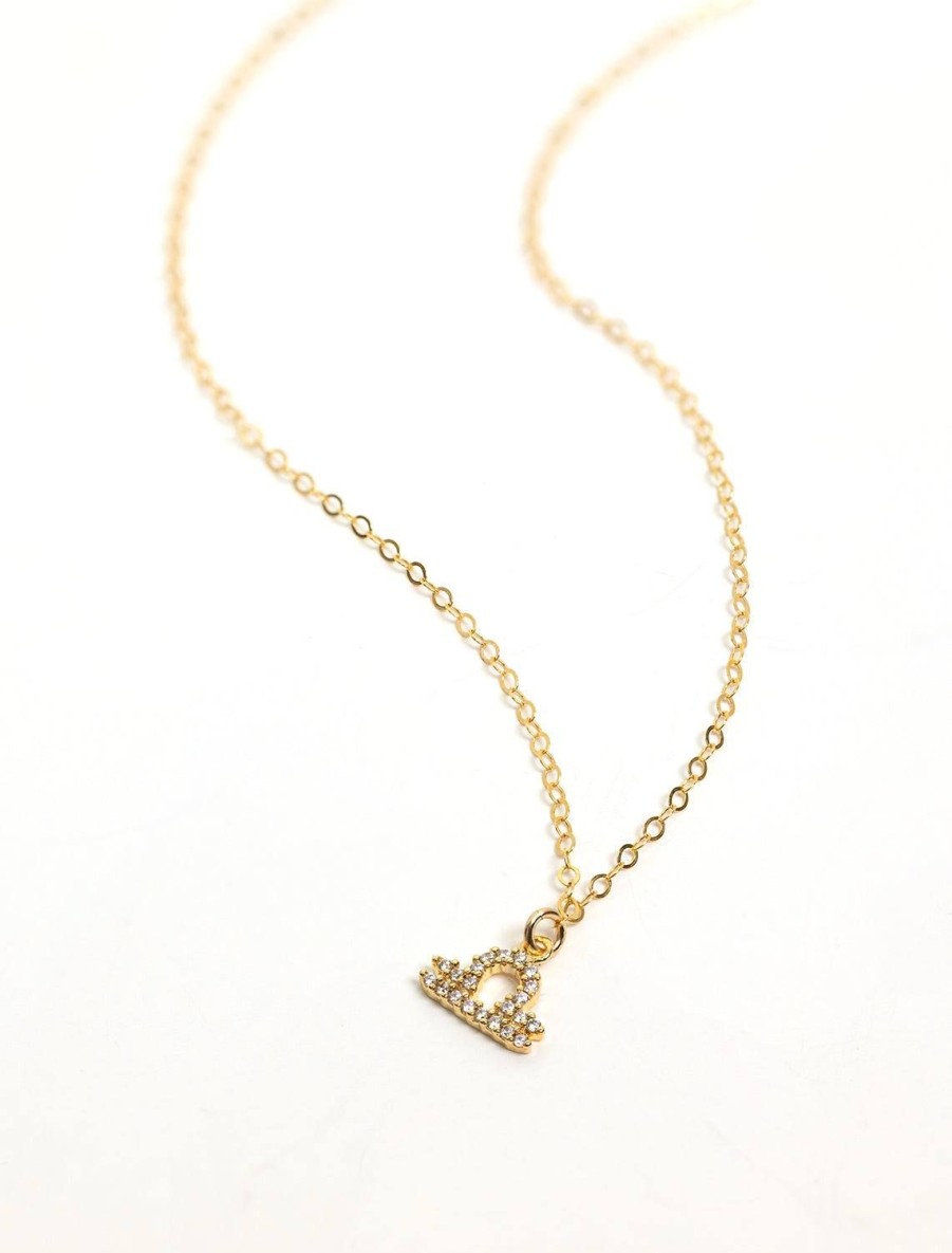 Hot Mini Pave Zodiac Necklace | Libra Delicate