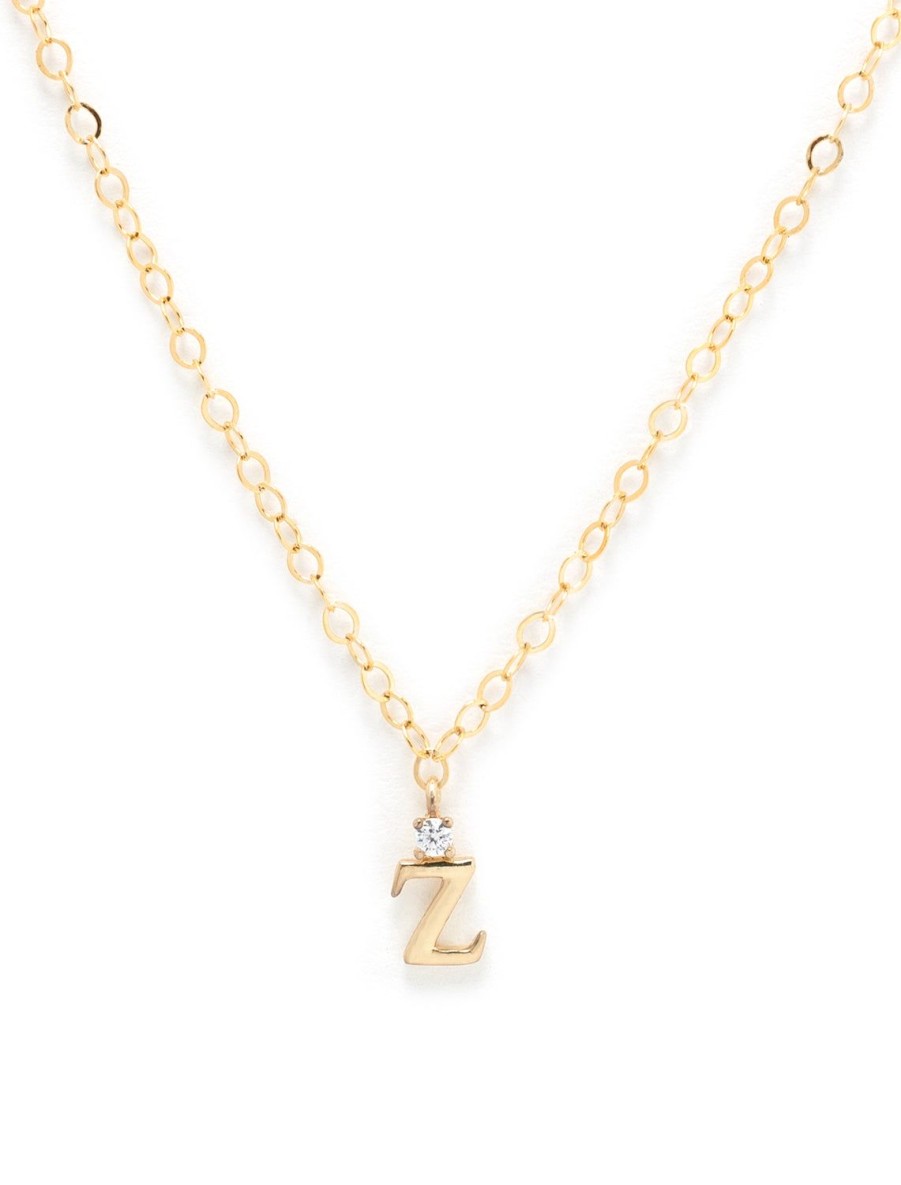 Online Initial And Cz Necklace In Gold | Z Delicate