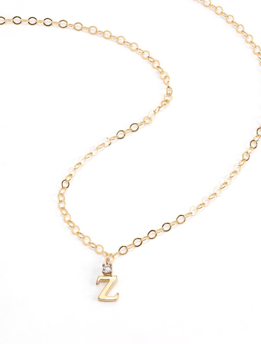 Online Initial And Cz Necklace In Gold | Z Delicate