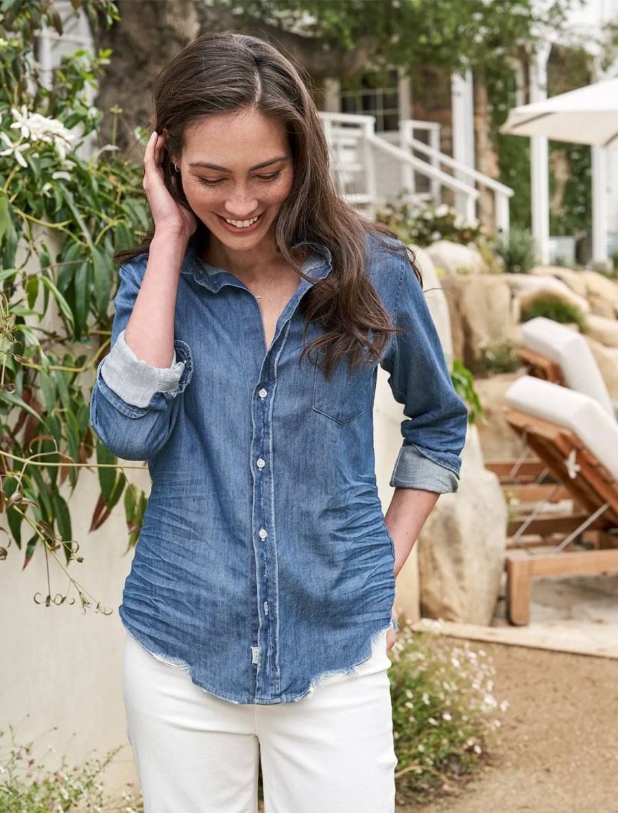 Hot Barry In Vintage Stonewashed Indigo Buttondowns + Shirts