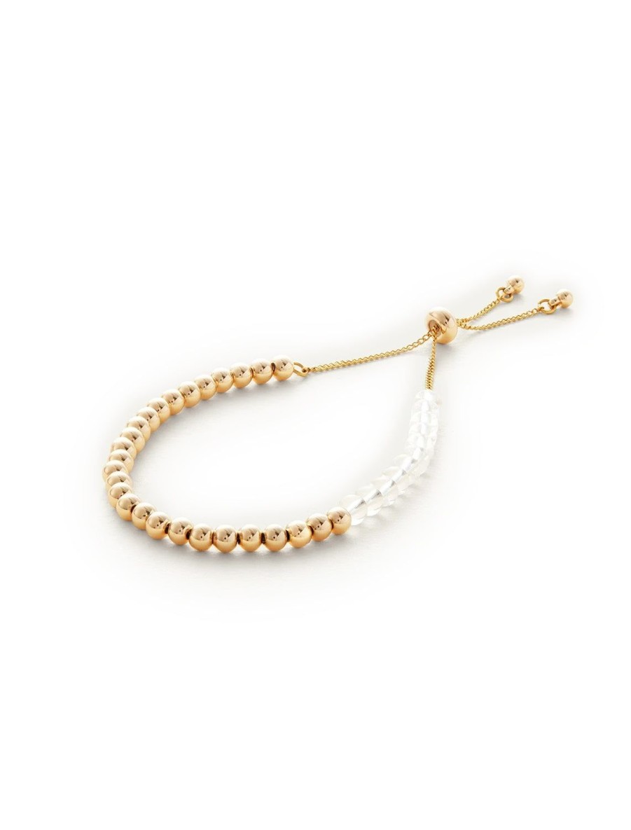 Hot Pia Bracelet In Gold And Clear Beaded + Wrap