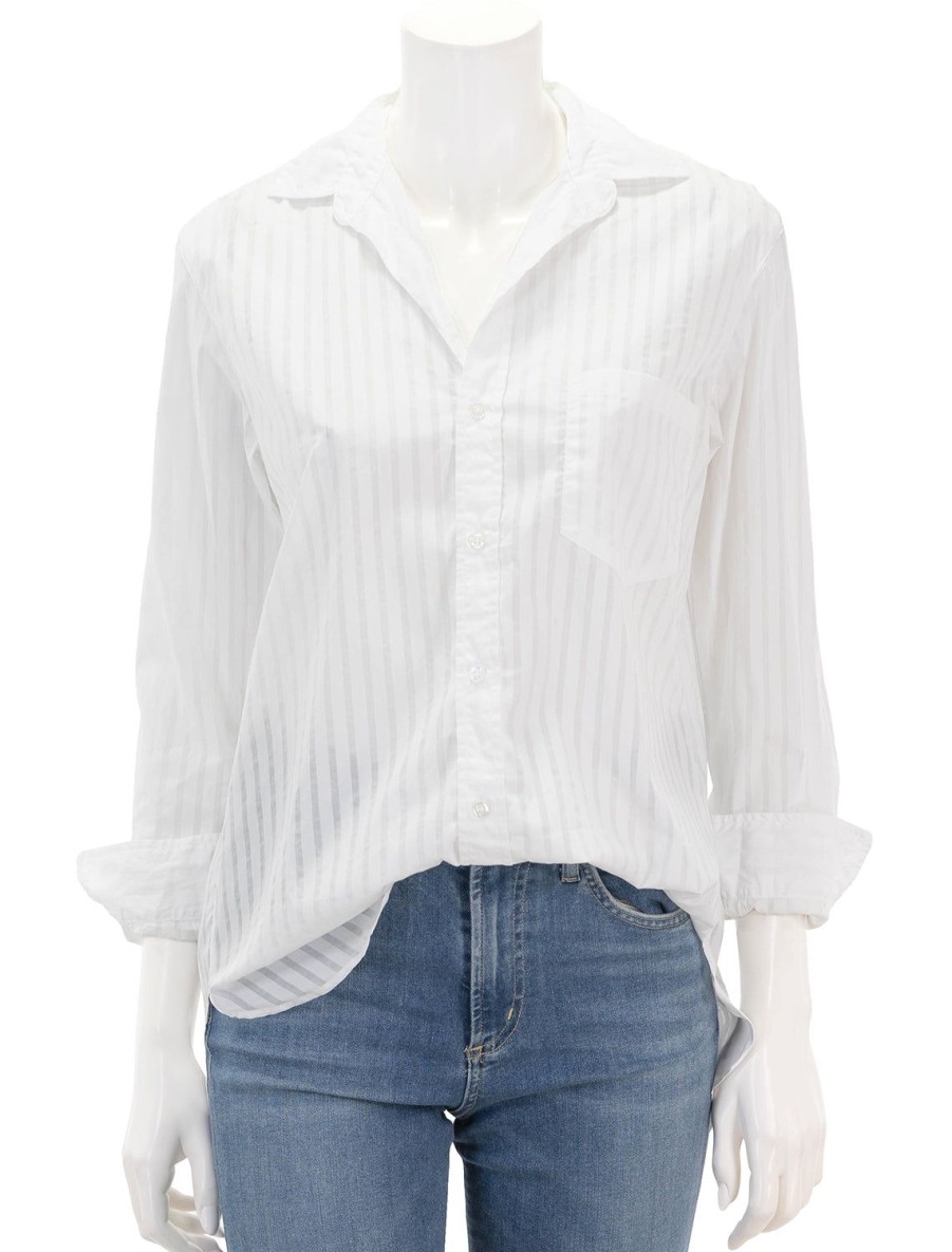 New Joedy In Wide White Sheer Stripe Buttondowns + Shirts