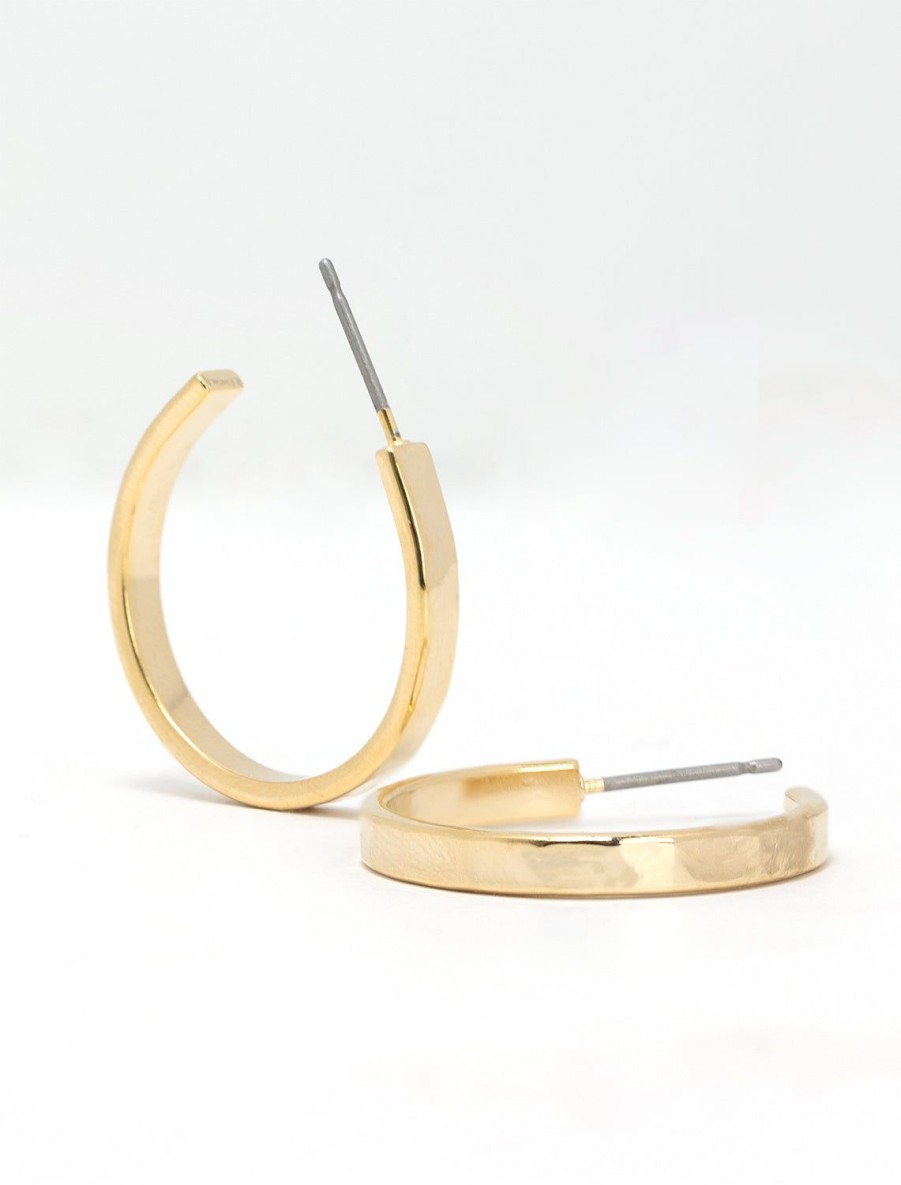 New 3/4 Inch Hammered Gold Hoops Hoops