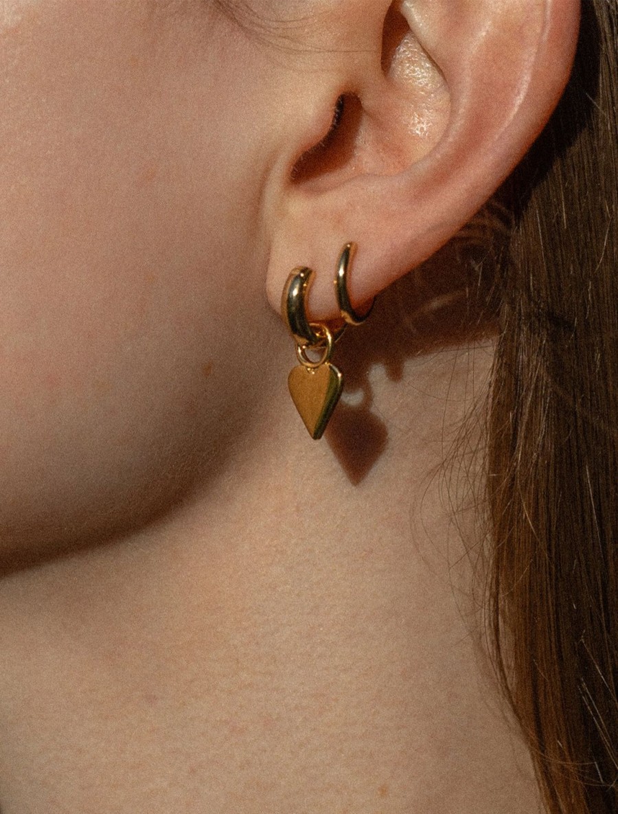 Online Petite Heart Earrings In Gold Hoops