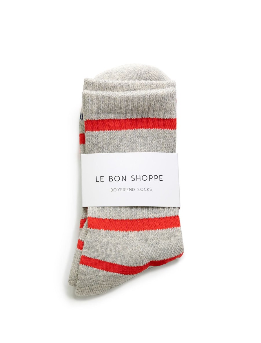 Clearance Striped Boyfriend Socks In Red Stripe Socks