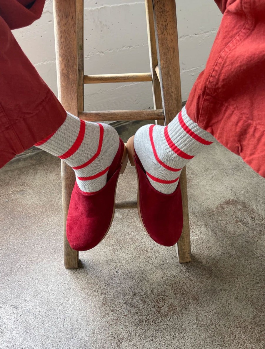 Clearance Striped Boyfriend Socks In Red Stripe Socks