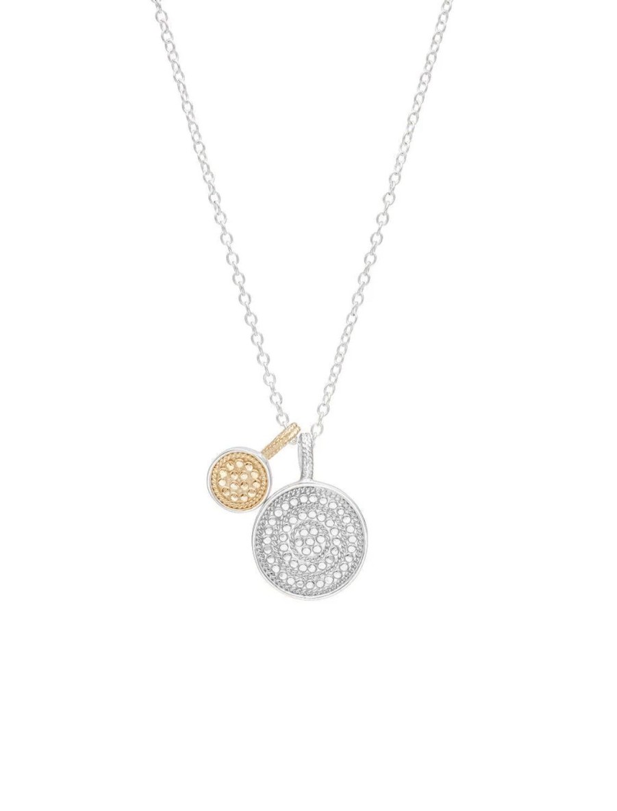 Hot Two Tone Circle Of Life Dual Divided Disc Charity Necklace Delicate