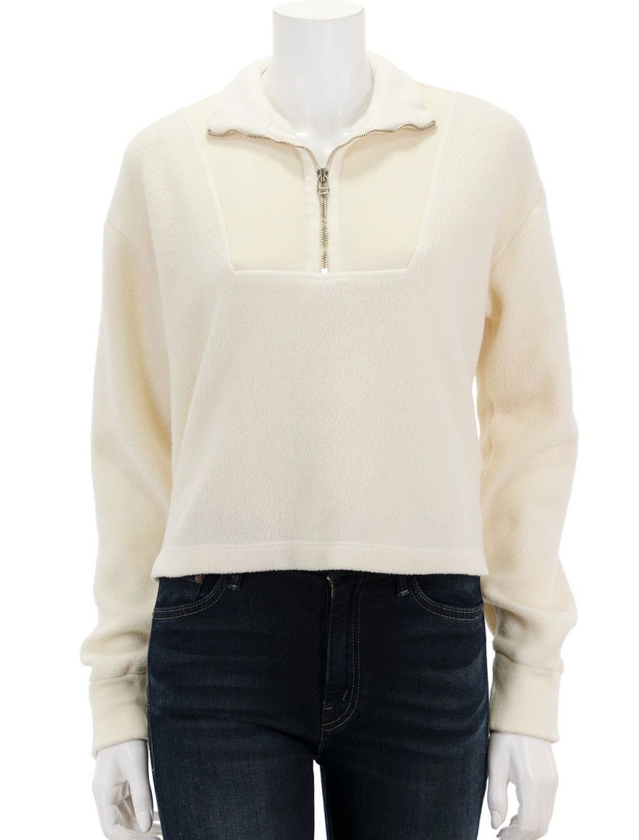 Wholesale Sherpa 1/4 Zip Sweatshirt In Cream Lounge Tops + Sweatshirts