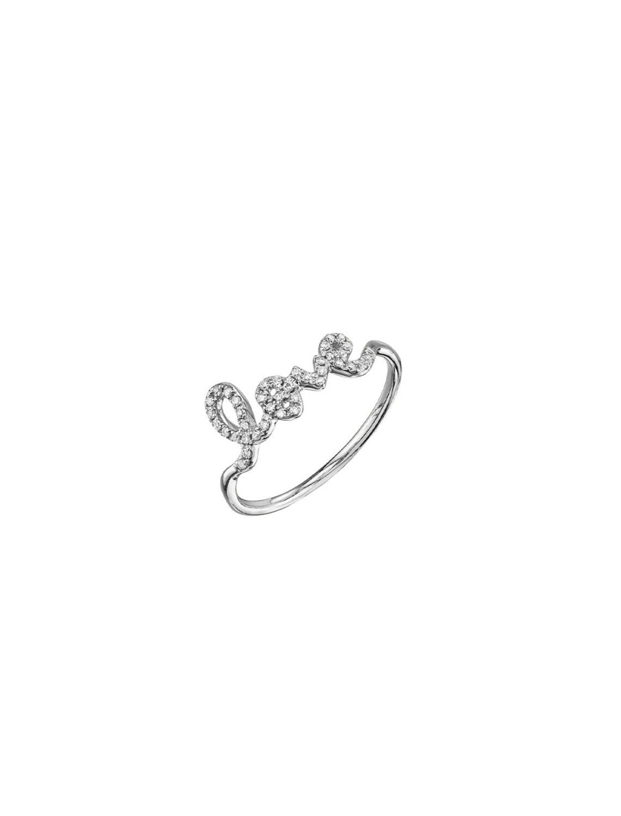 New Love Script Ring In White Gold Statement