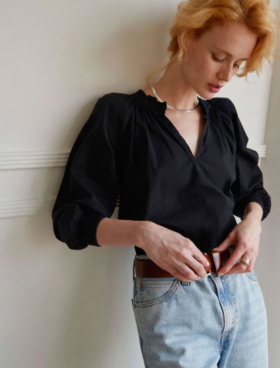 Online Estelle Peasant Blouse In Black Blouses