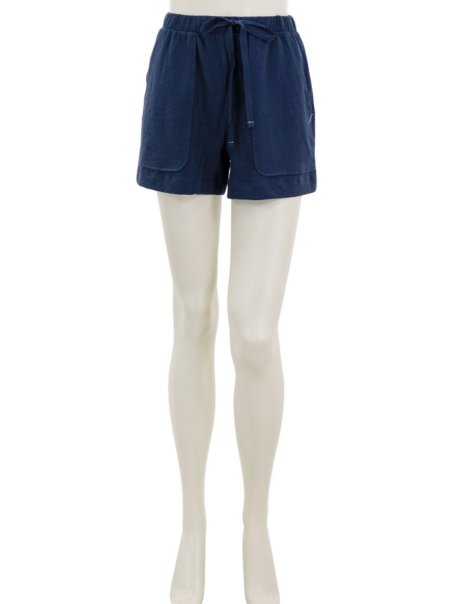 New Elastic Waist Drawstring Shorts In Navy Shorts