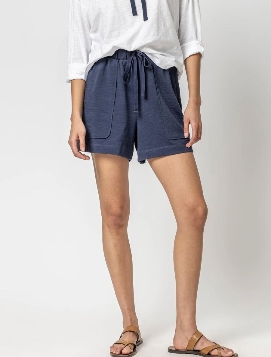 New Elastic Waist Drawstring Shorts In Navy Shorts