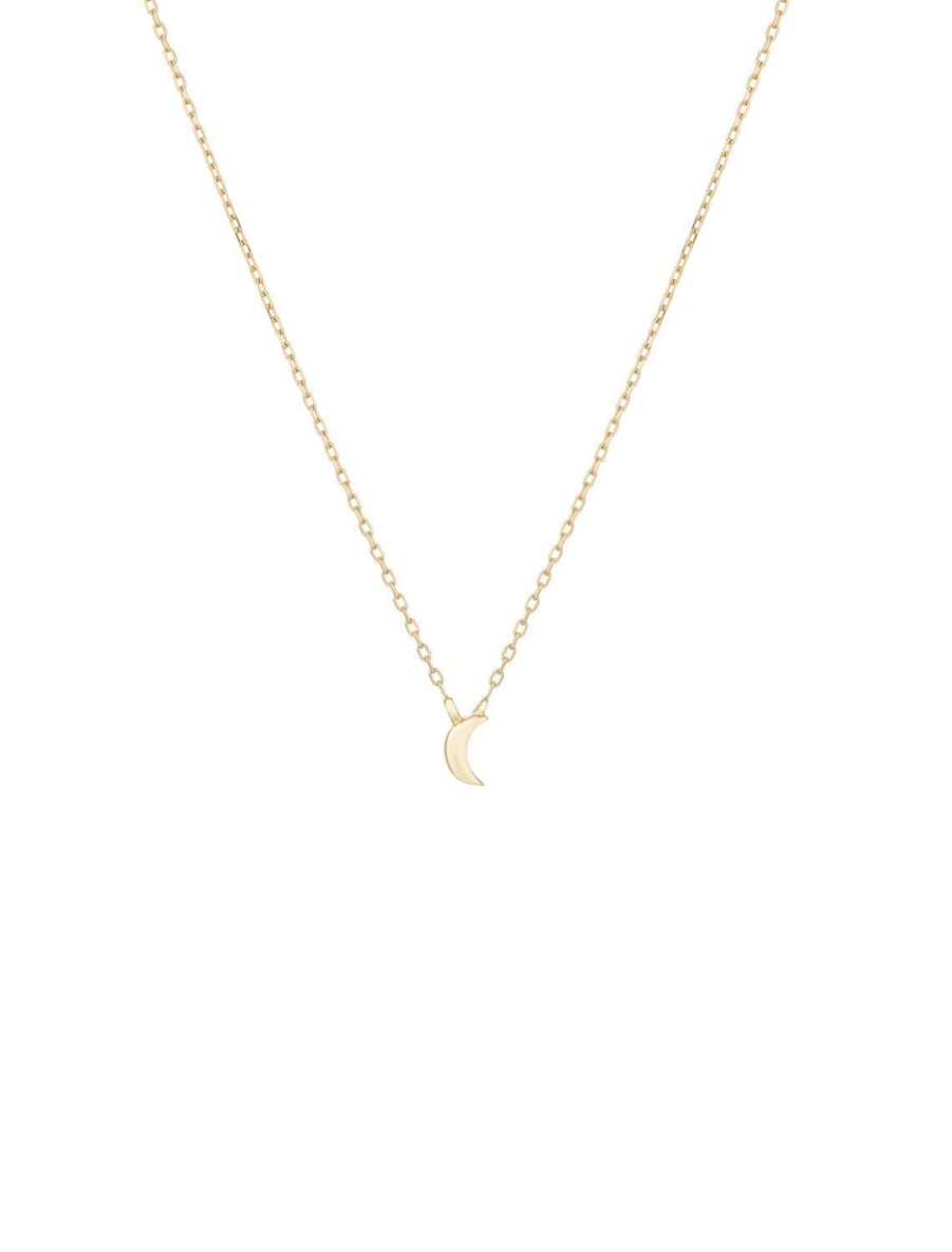 Online Super Tiny Puffy Moon Necklace In Gold Delicate