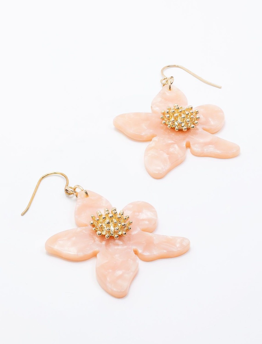 Clearance Pink Flower Earrings Drops