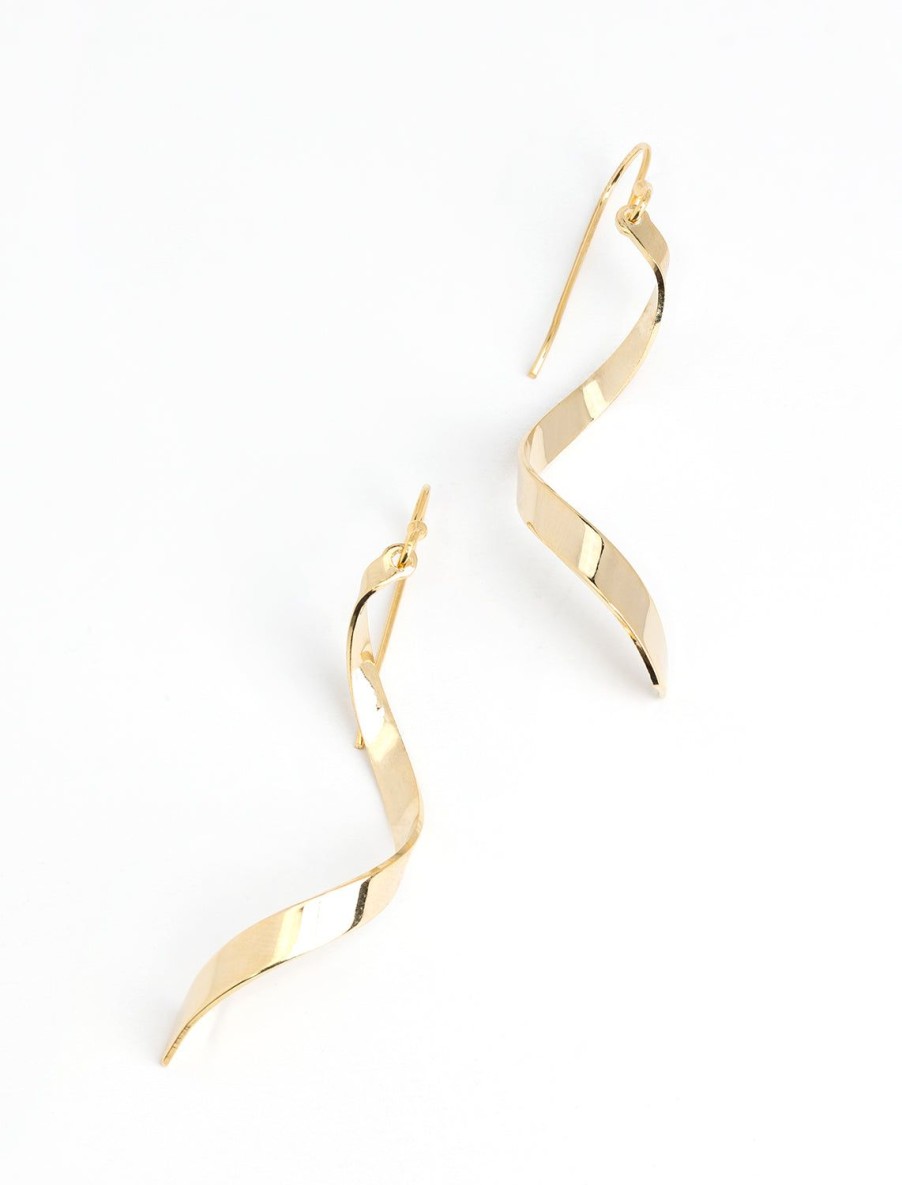 Hot Gold Ribbon Twist Earrings Drops