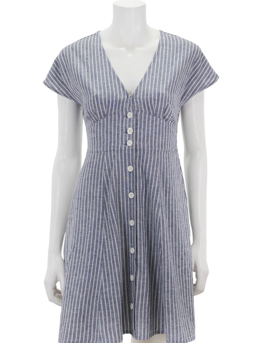 Clearance Camila Mini Dress In Blue And White Stripe Casual + Knit Dresses