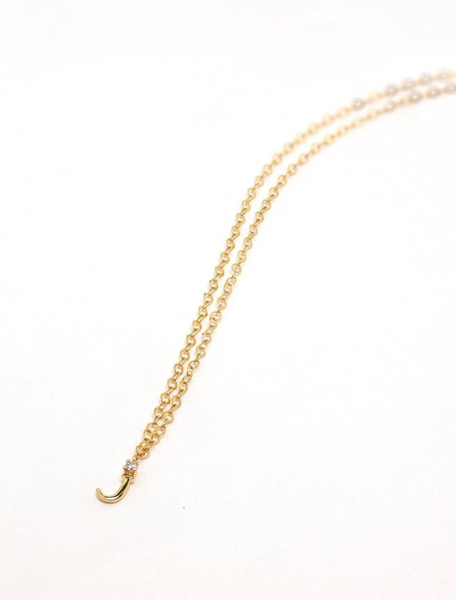 New Initial And Cz Necklace In Gold | J Delicate