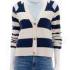 Clearance Cotton And Merino Stripe Cardigan In Chalk And Ink Cardigans