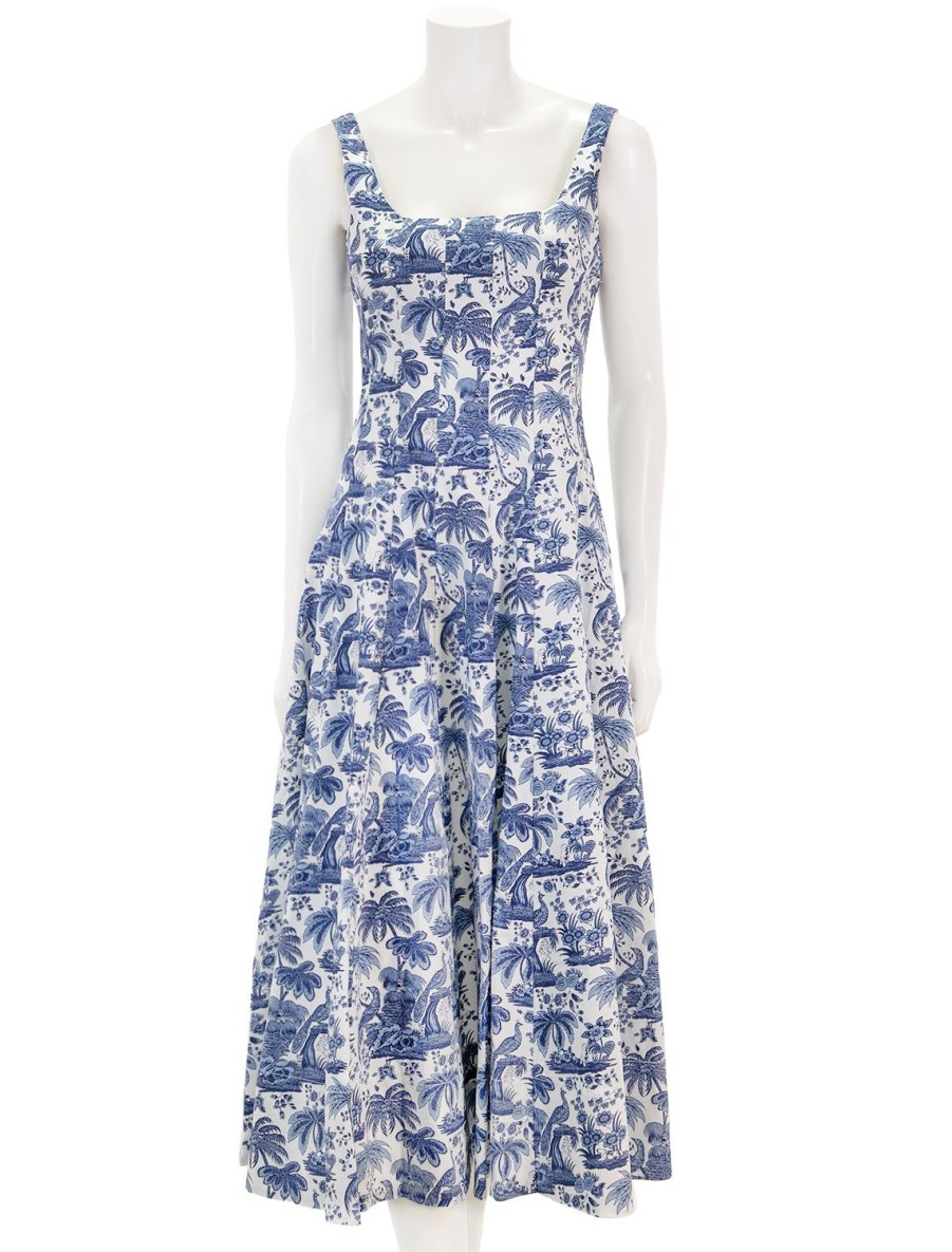 Online Wells Dress In China Blue Toile Printed Dresses