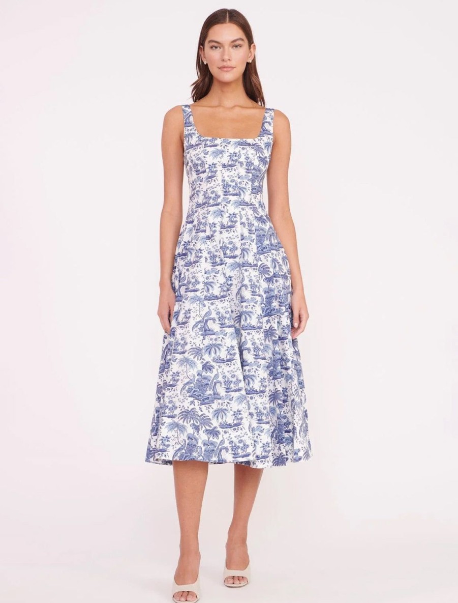 Online Wells Dress In China Blue Toile Printed Dresses