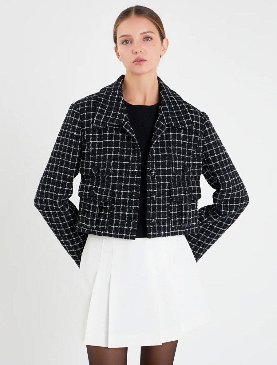 New Tweed Jacket In Black And White Blazers