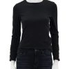 Online Kiana Crew With Button Cuff Detail In Jet Black Tees