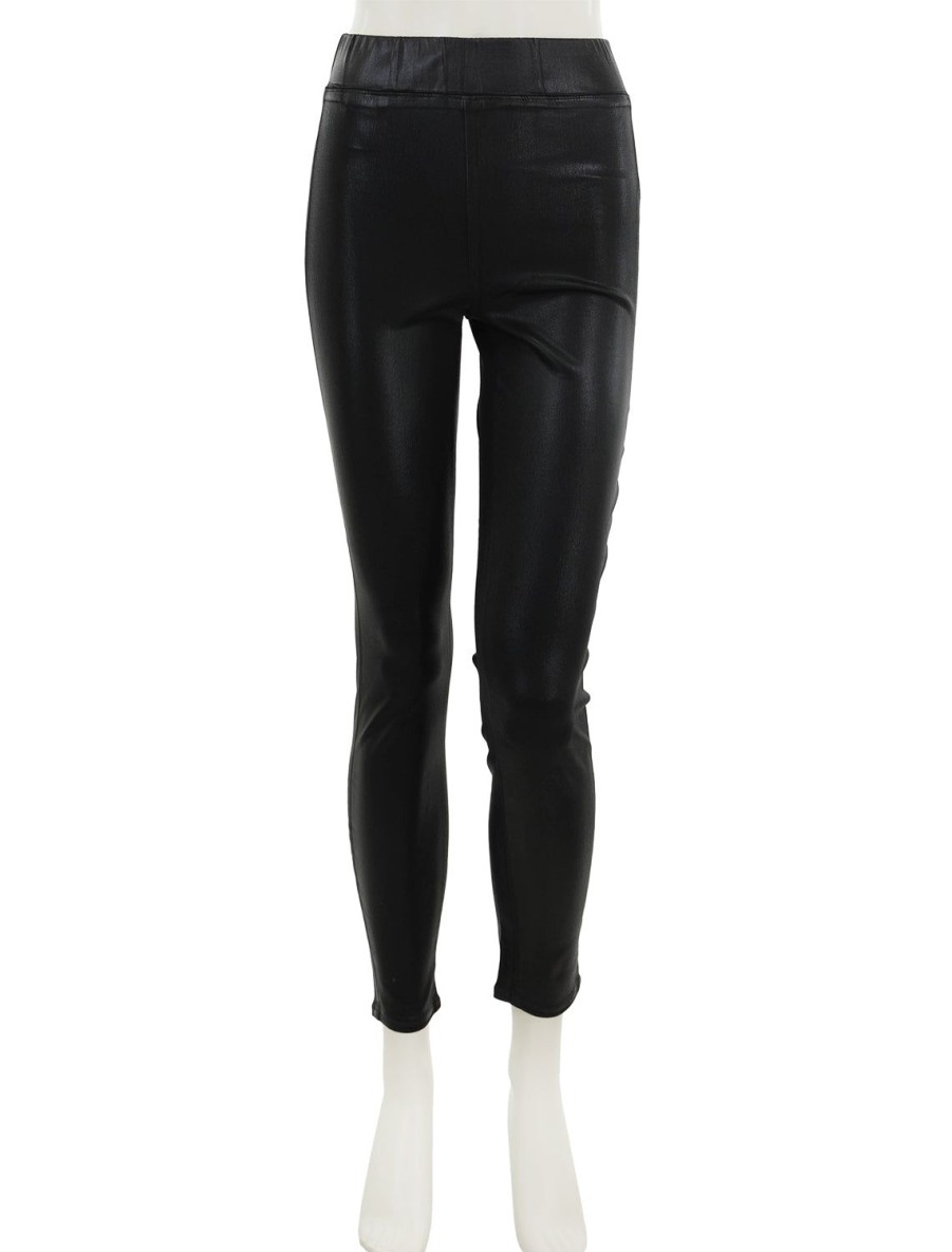 Hot Rochelle High Rise Pull-On Jean In Noir Coated Skinny