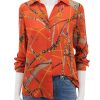 Best Nina In Red Clay Belt Print Blouses