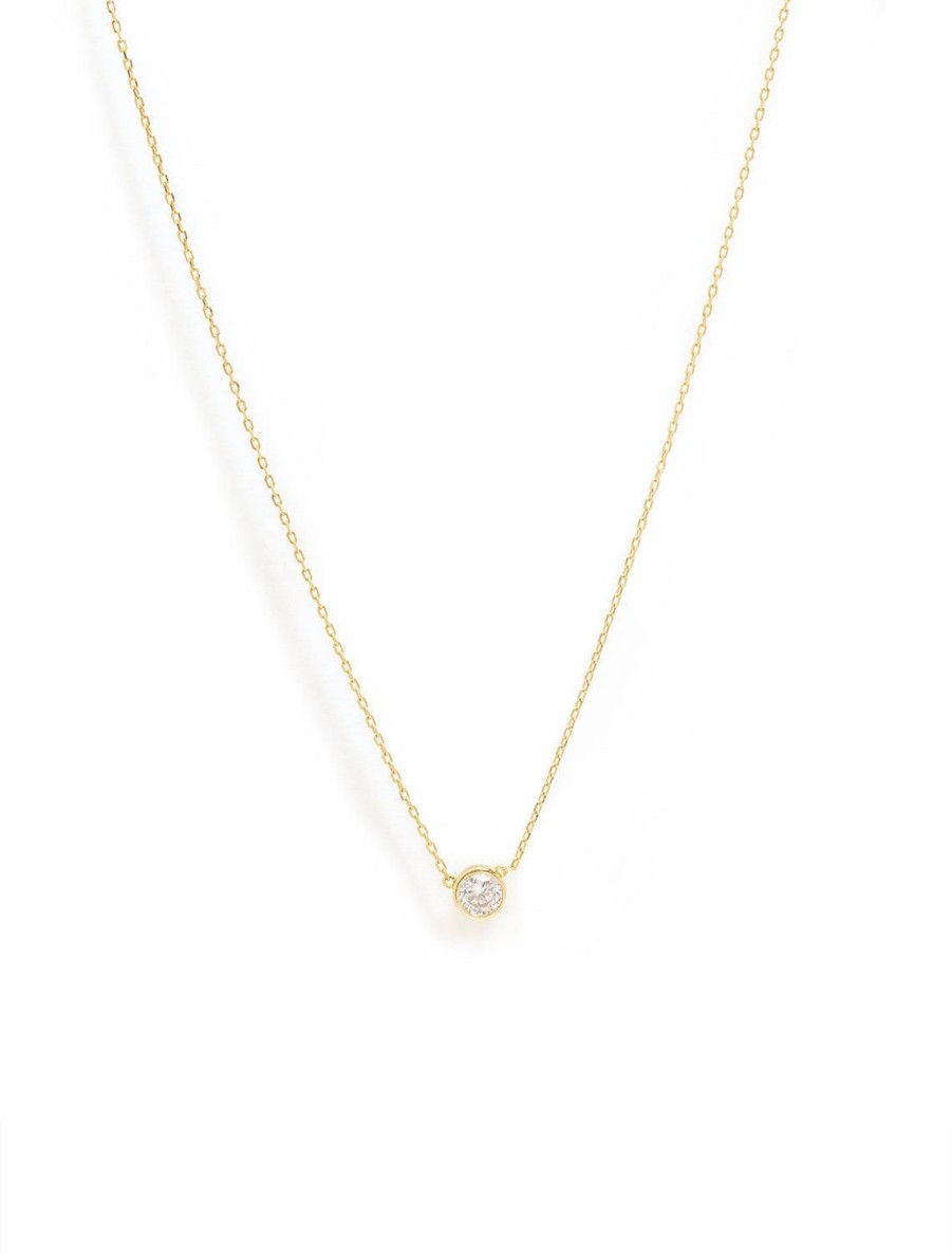 Hot Solitaire Necklace In Gold Delicate