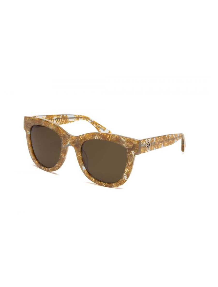 Online Colony In Light Blue Gel And Gold Flake Sunglasses