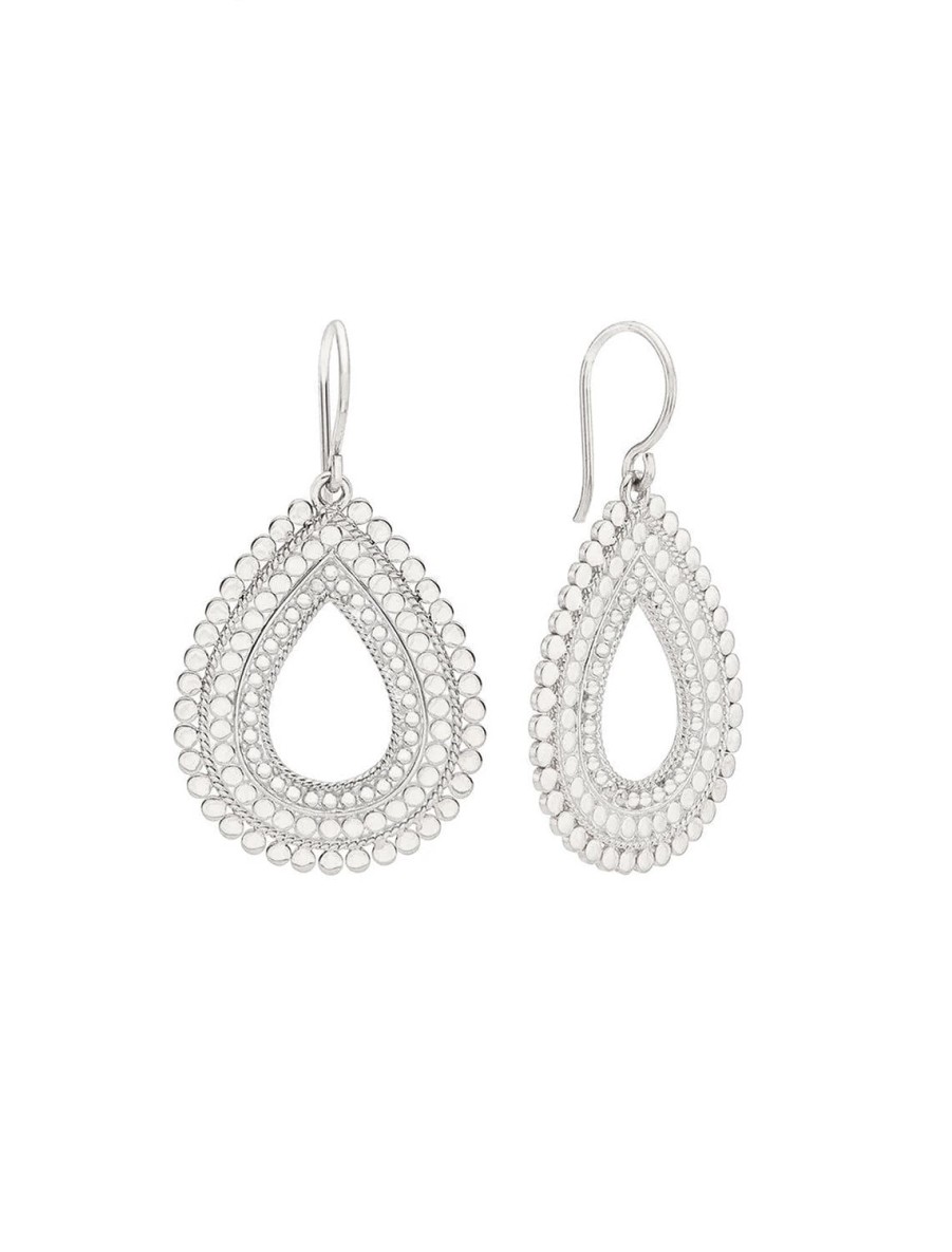 Best Large Scalloped Open Drop Earrings In Silver Drops