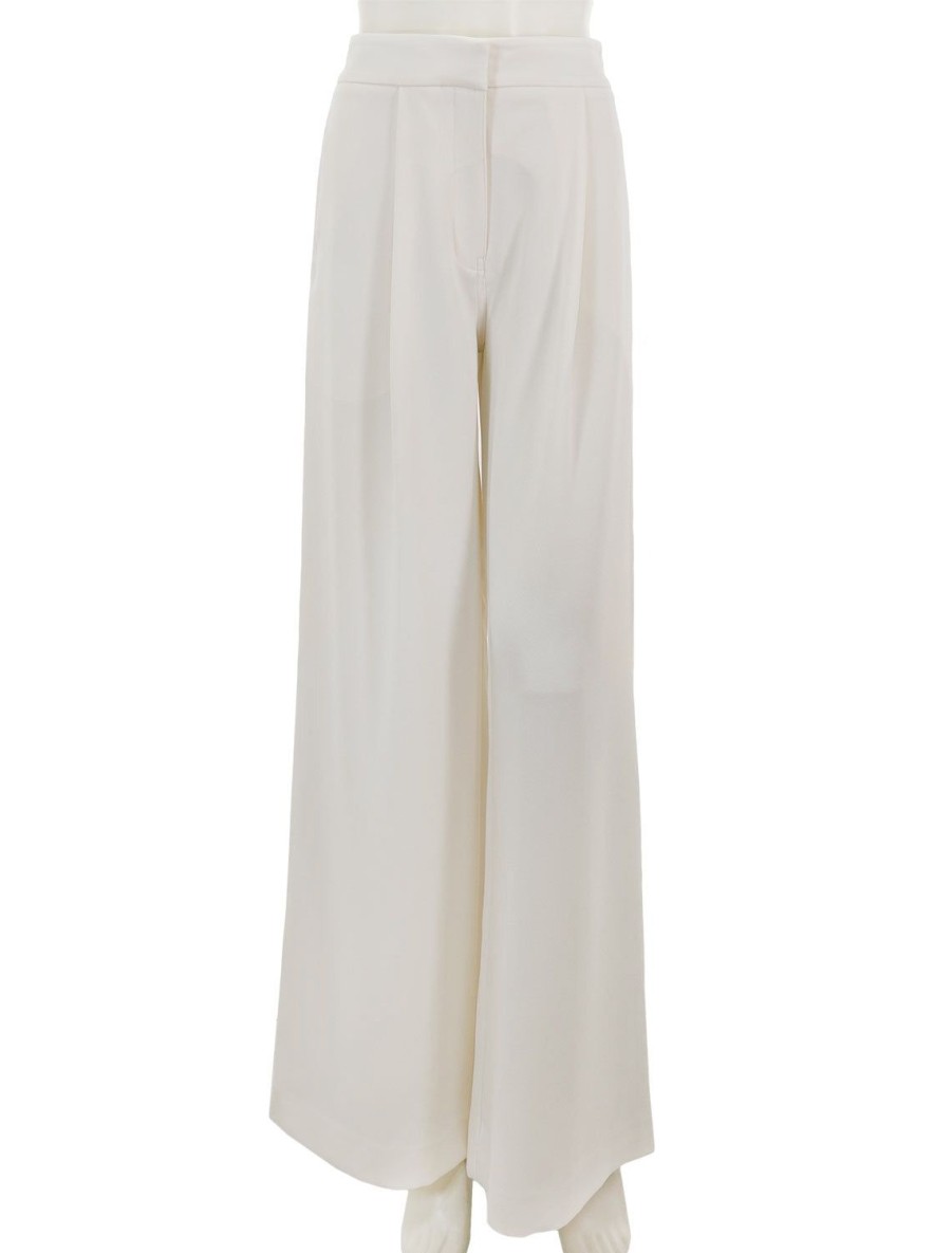 Best Neve Mid Waisted Wideleg Trouser In Ivory Crepe Pants